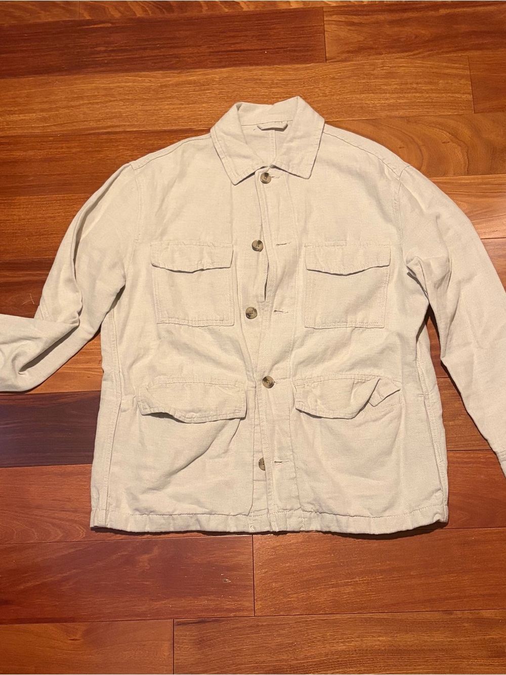 H&M Beige Utility Field Jacket with Flap Pockets